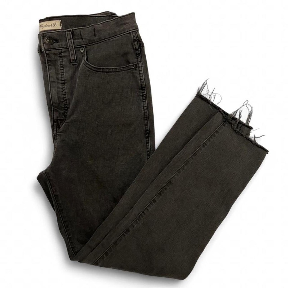 Madewell Perfect Vintage Straight Leg Jeans Faded Black Raw Hem NF155 Size 30